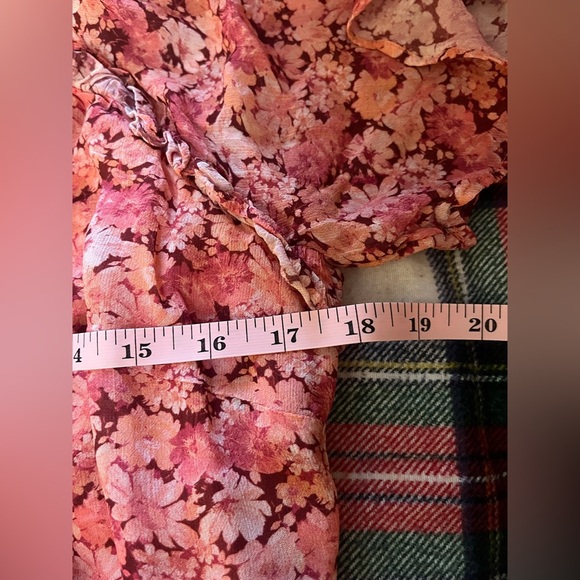 & Other Stories Pink Floral Ruffle Midi Dress Size 8 - Picture 12 of 13